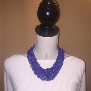 Beautiful Blue Hand-Beaded Statement Necklace Peru